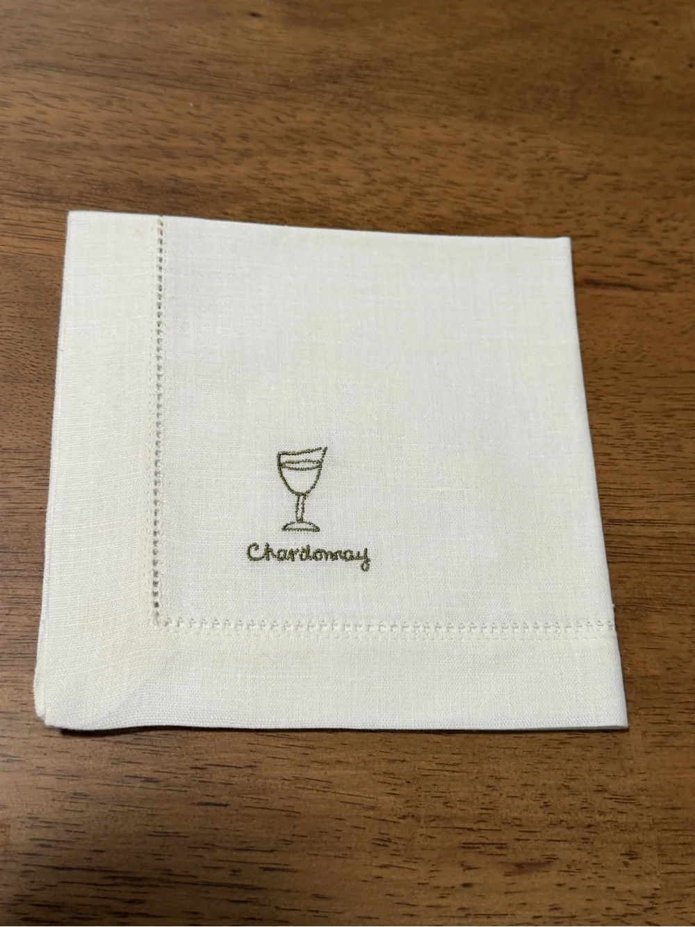 Williams-Sonoma Cheese Cocktail Napkins Linen Cotton Green Embroidered
